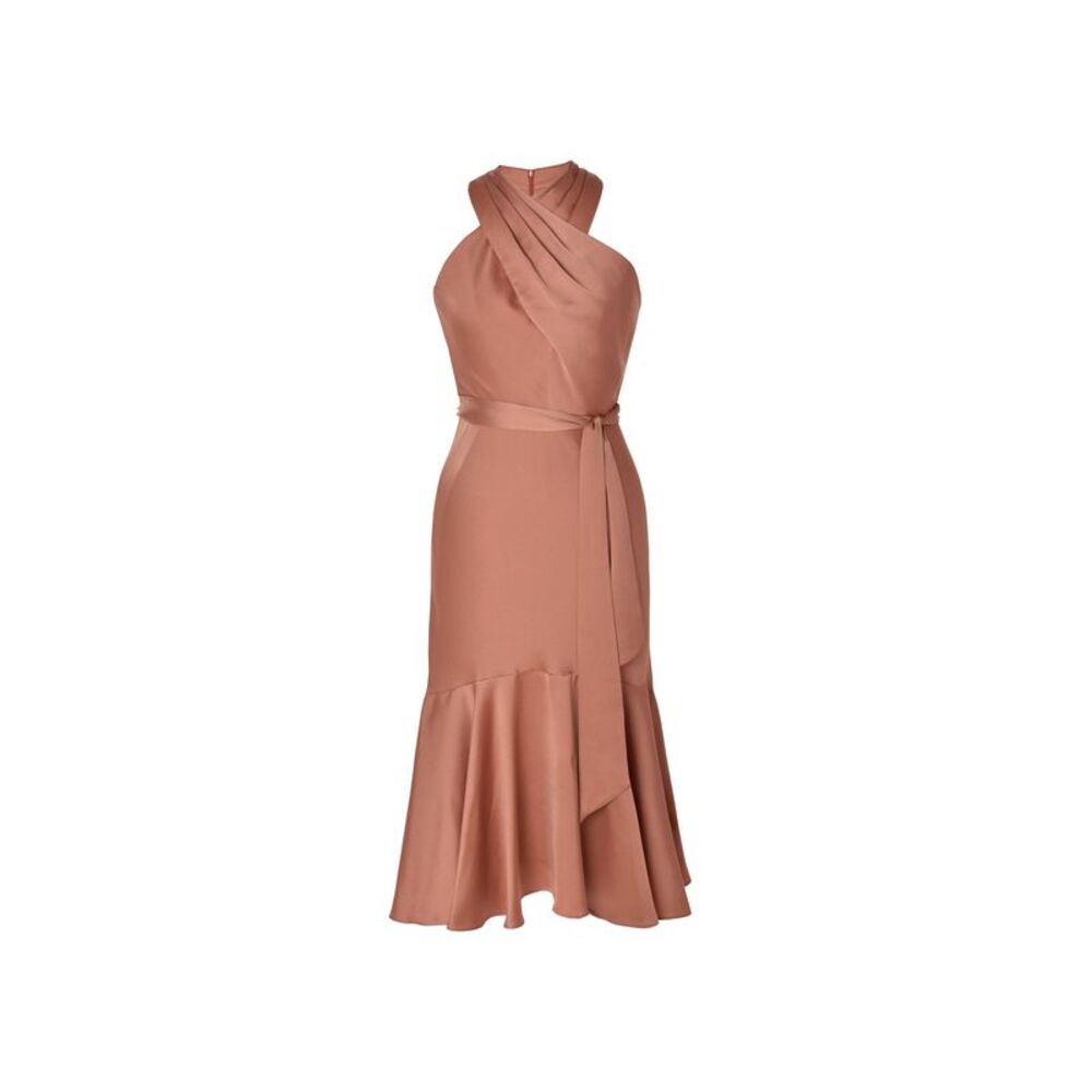 Taylor Womens Crisscross Halter Maxi Dress
